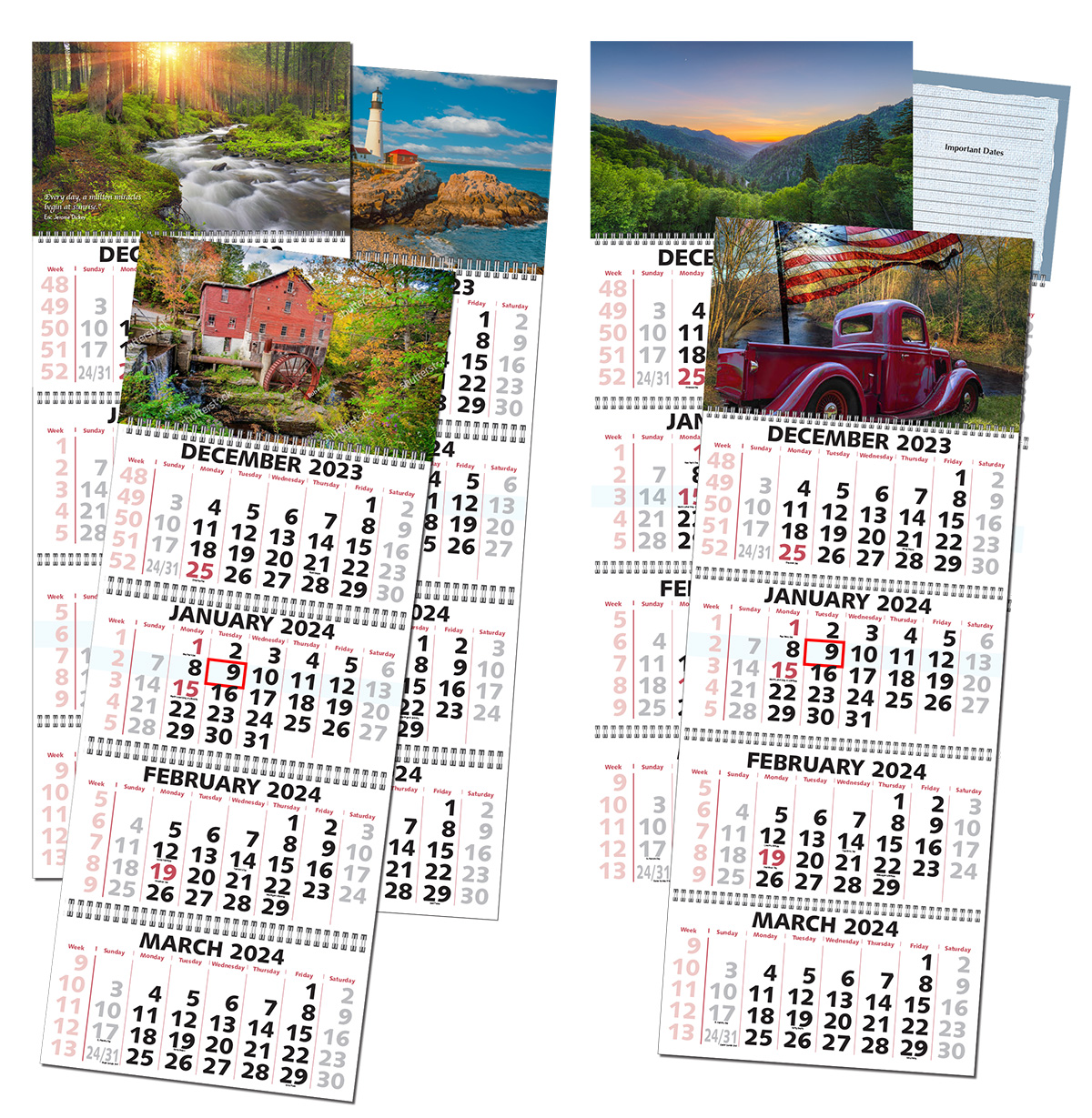 FourMonthataGlance Calendar (Five Panel Calendar) B1TY134